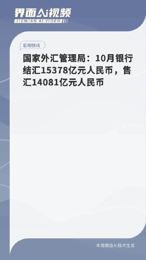 深度解析，我国银行十月结汇额达15378亿元